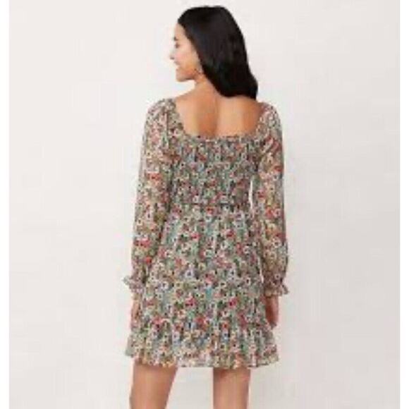 Lauren Conrad Green Floral Smocked Dress Sz Medium Cottagecore New - Picture 11 of 12